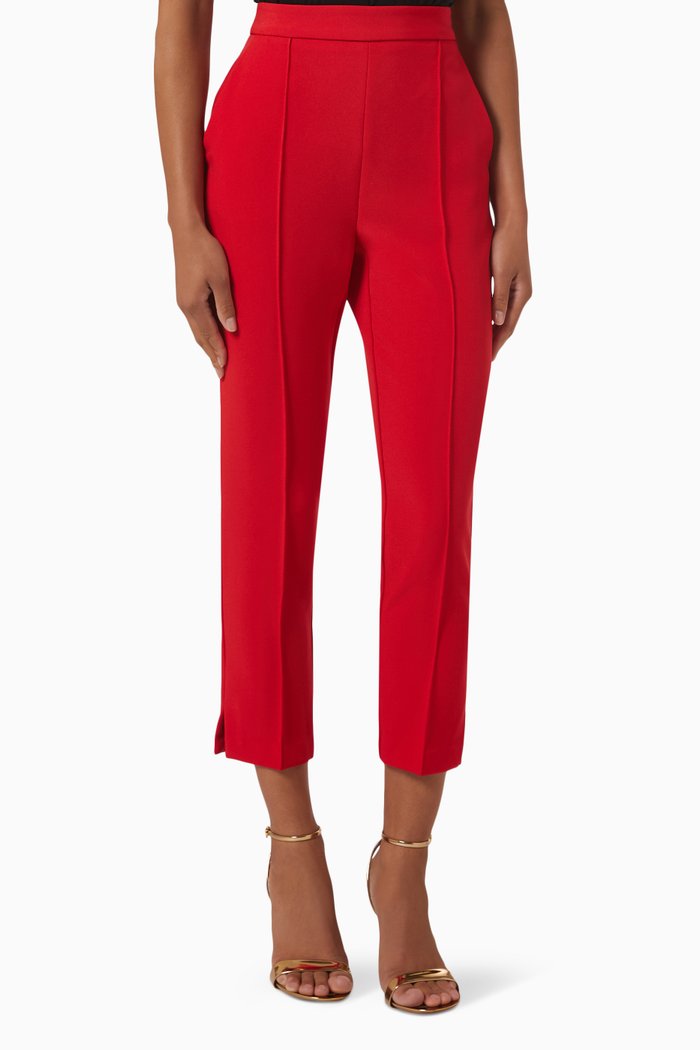 

High-waist Tapered Pants in Stretch Crêpe, Red