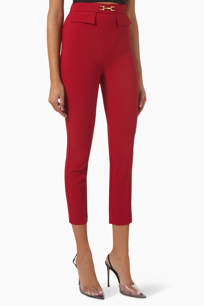 

High-waist Skinny Pants in Stretch Crêpe, Red