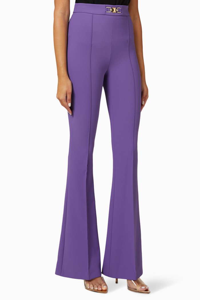 

High-waist Boot-cut Pants in Stretch Crêpe, Purple
