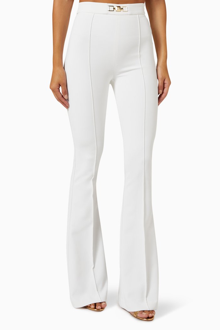 

High-waist Boot-cut Pants in Stretch Crêpe, White