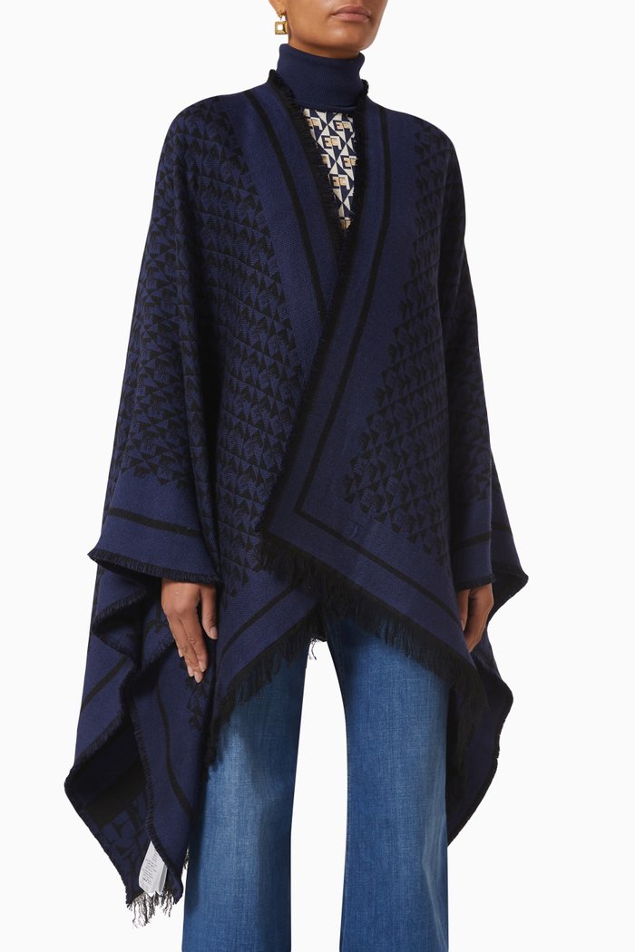 

Lettering Cape in Wool, Blue
