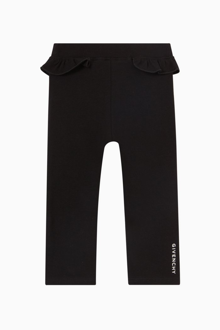 Ruffle Detail Leggings in Jersey, Black