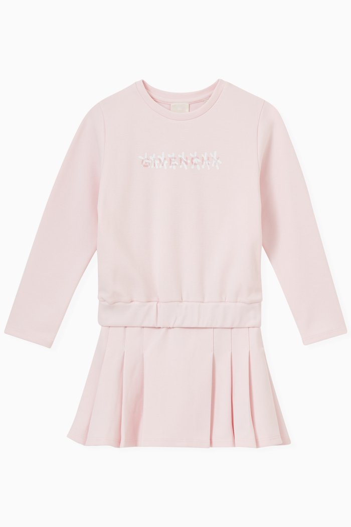 

4G Logo Heart Dress in Cotton, Pink
