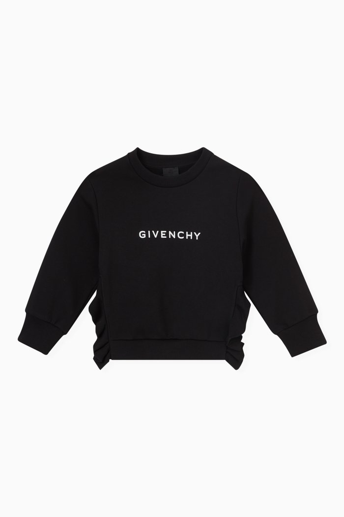 

Logo Ruffled Sweatshirt in Cotton, Black
