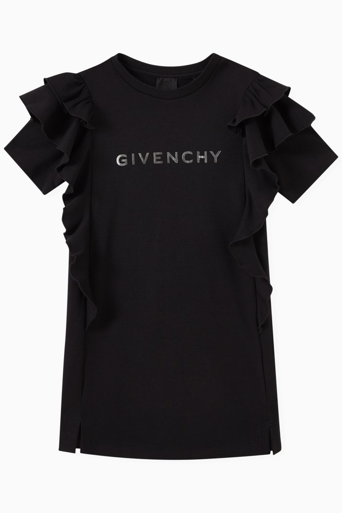 

Ruffle Logo T-shirt Dress in Cotton, Black