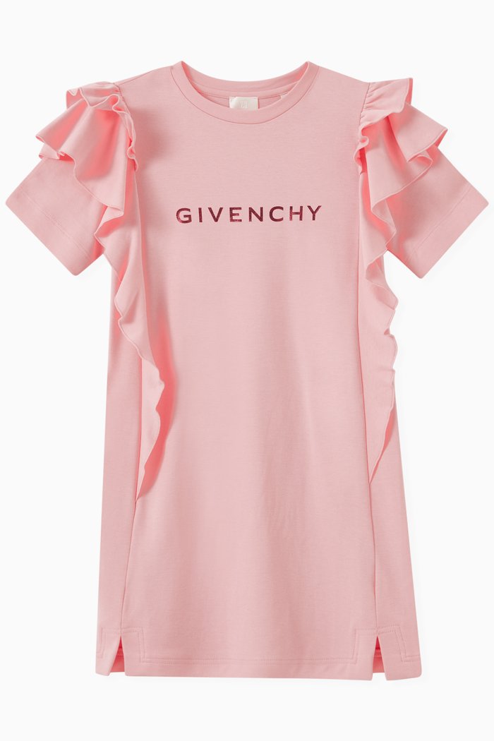 

Ruffle Logo T-shirt Dress in Cotton, Pink