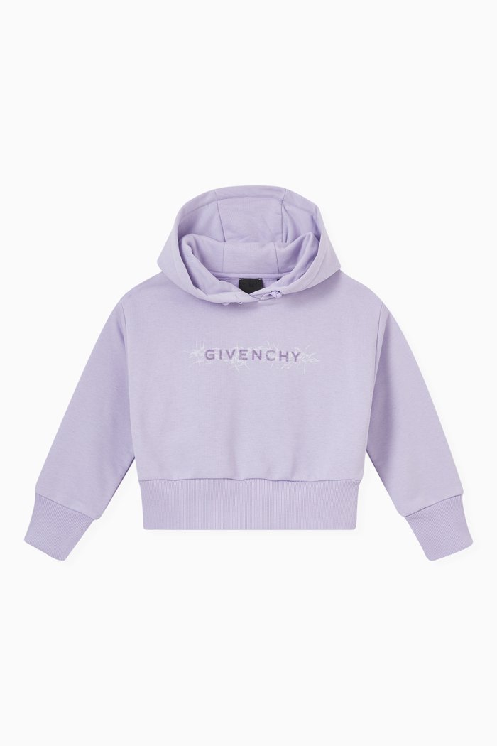 

Logo Print Hoodie in Fleece, Purple