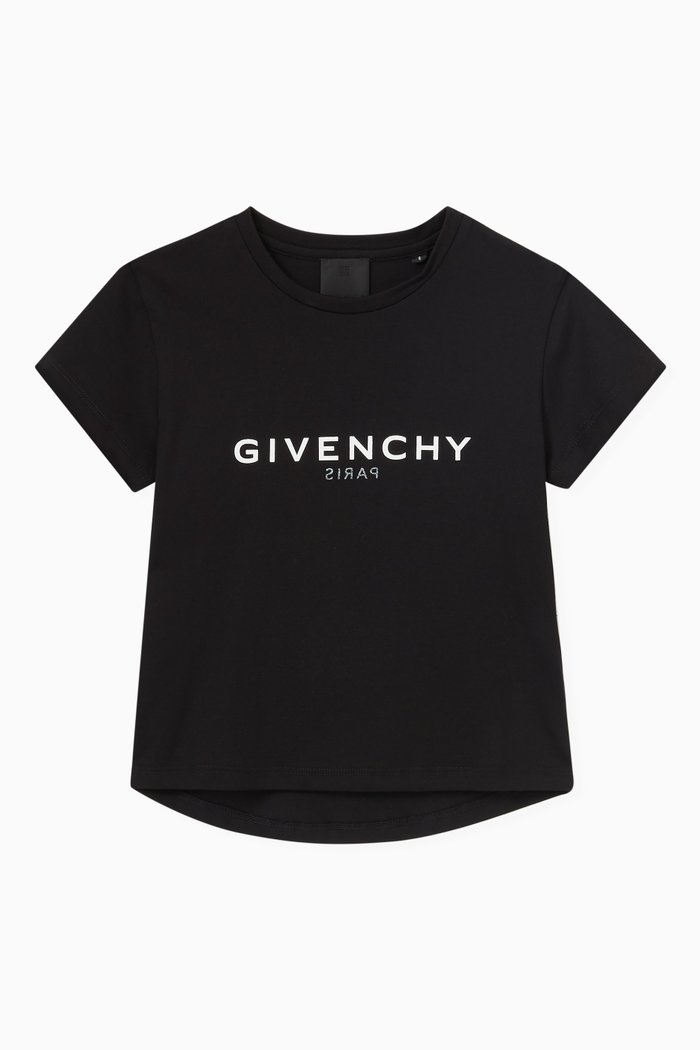 Reverse Logo T-shirt in Stretchy Cotton, Black