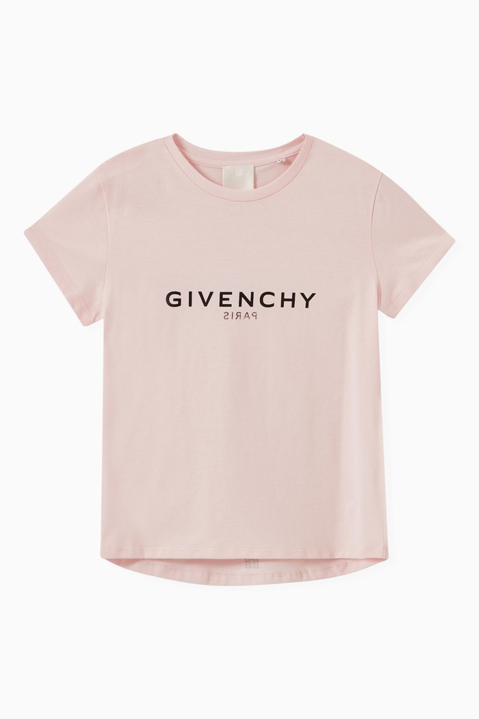 

Reverse Logo T-shirt in Stretchy Cotton, Pink