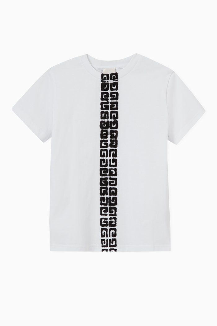 4G Logo Print T-shirt in Jersey, White