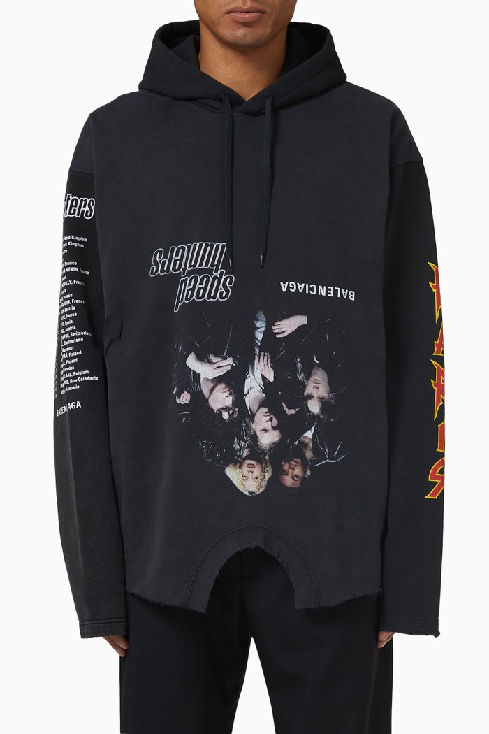 

Upside Down Hoodie in Mix Medium Cotton Fleece, Black