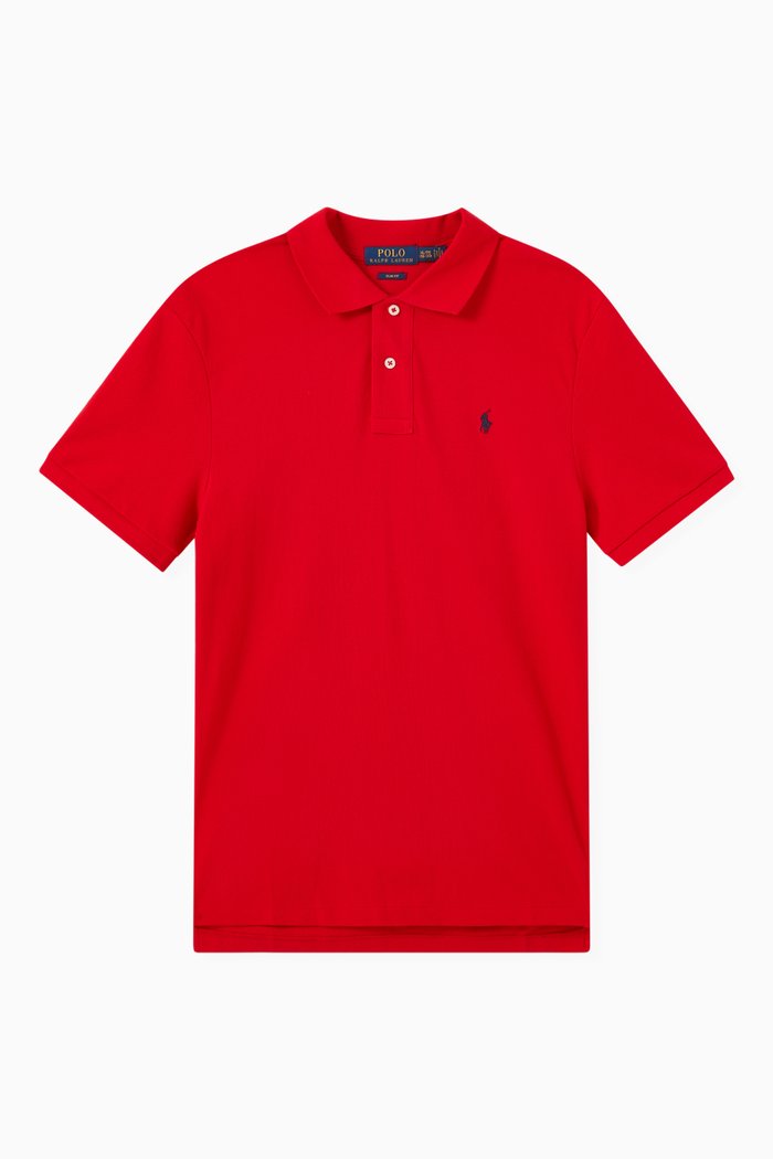 Polo Shirt in Cotton, Red