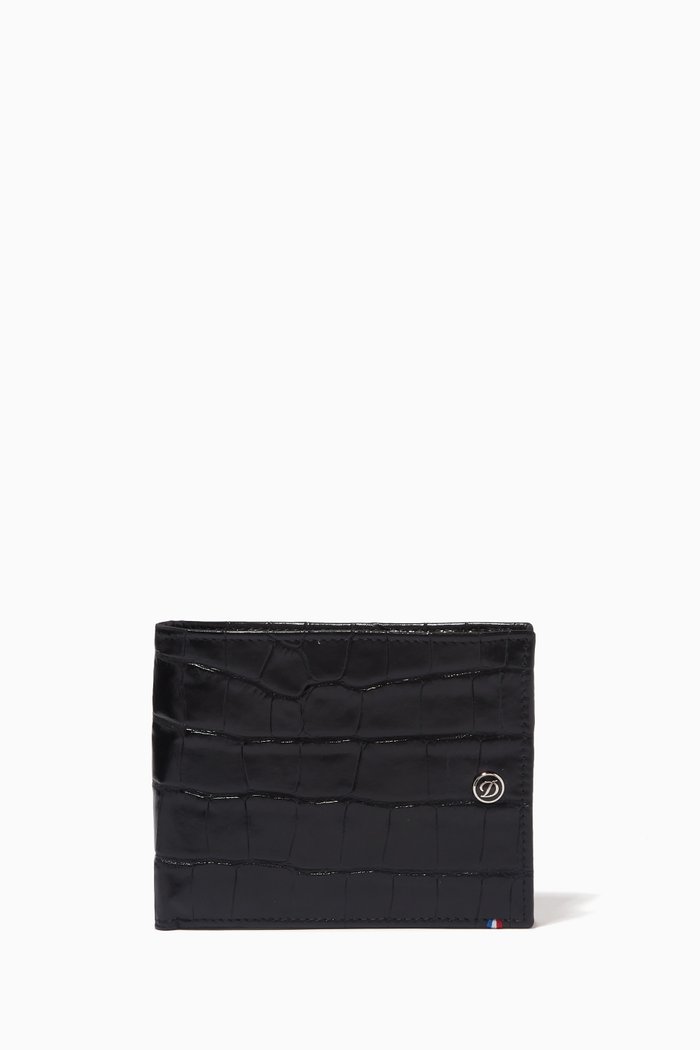 

Croco Dandy 8 Card Wallet in Leather, Black