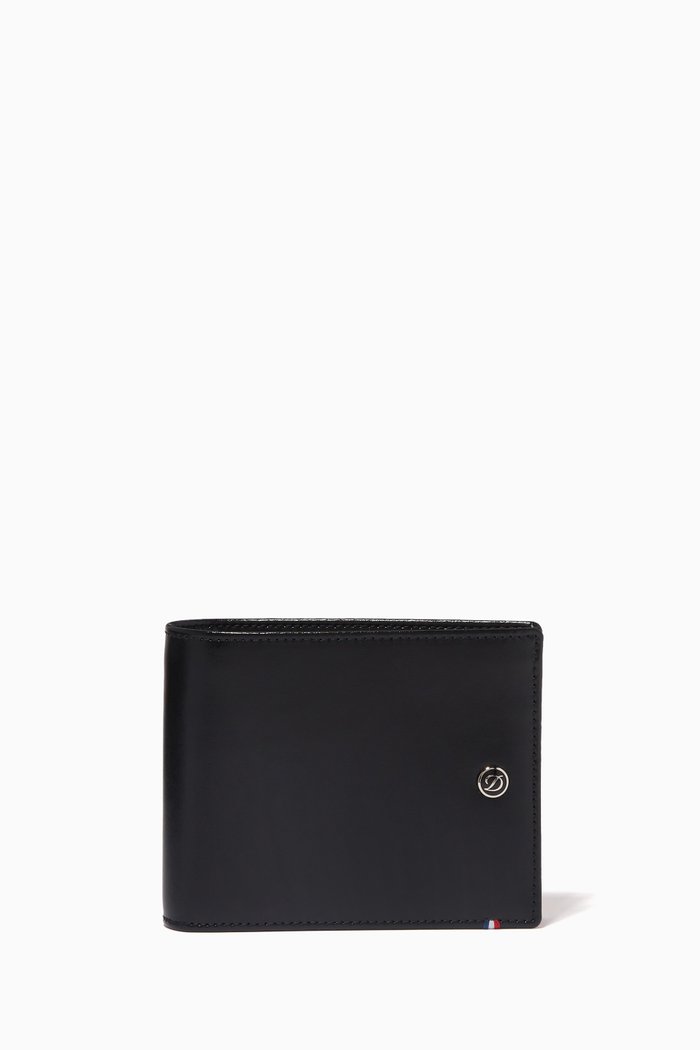 Line D 8 Card Wallet in Leather, Black