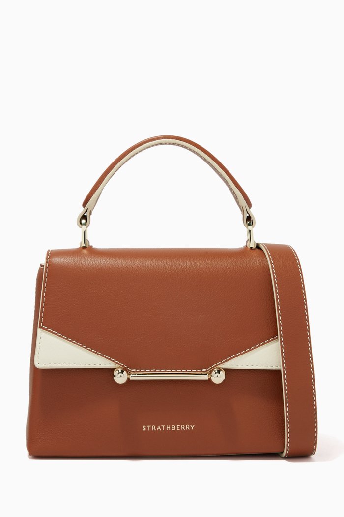 

Trinity Mini Top Handle Bag in Leather, Brown
