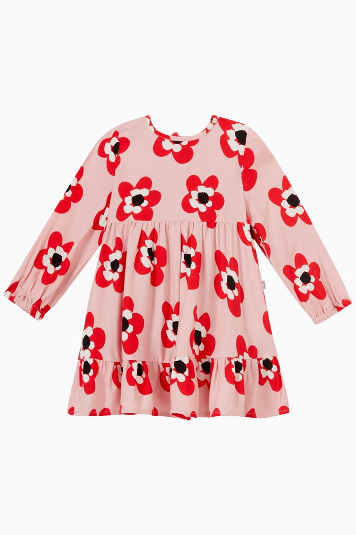 

Graphic Flowers Dress in Lyocell, Pink