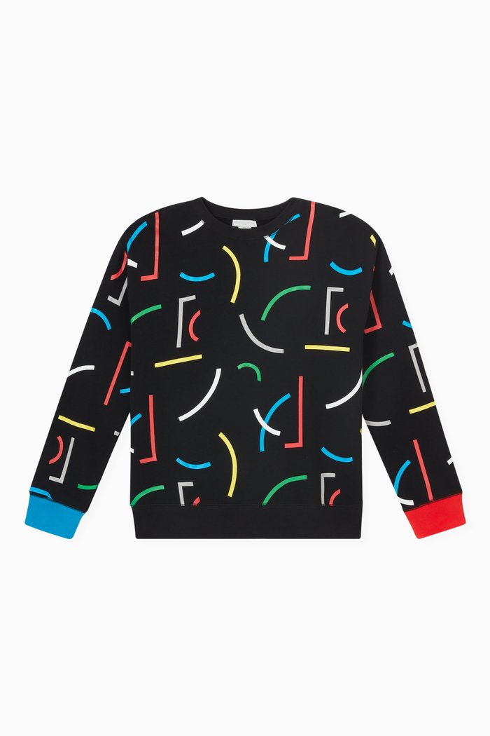 

Abstract Lines Sweatshirt in Jersey, Black