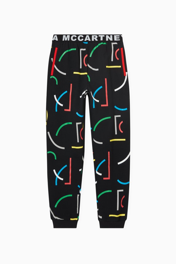 Abstract Logo Track Pants in Jersey, Black