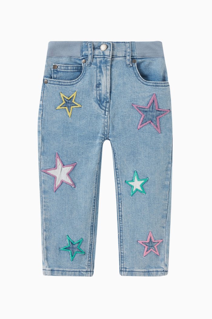

Star Patches Jeans in Denim, Blue