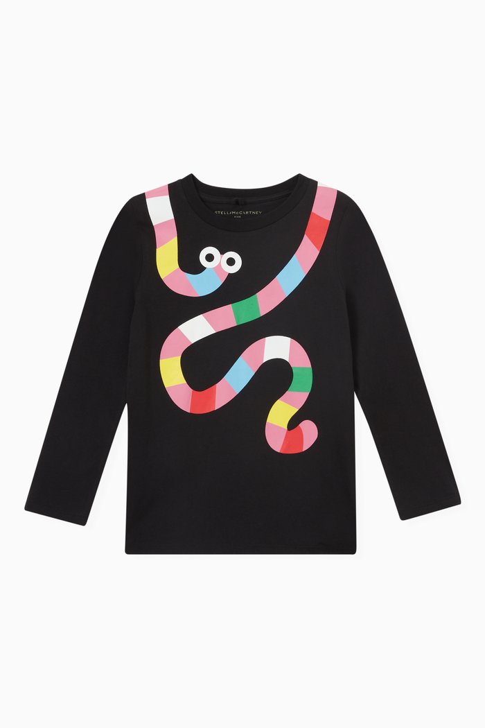 

Graphic Print T-Shirt in Cotton, Black