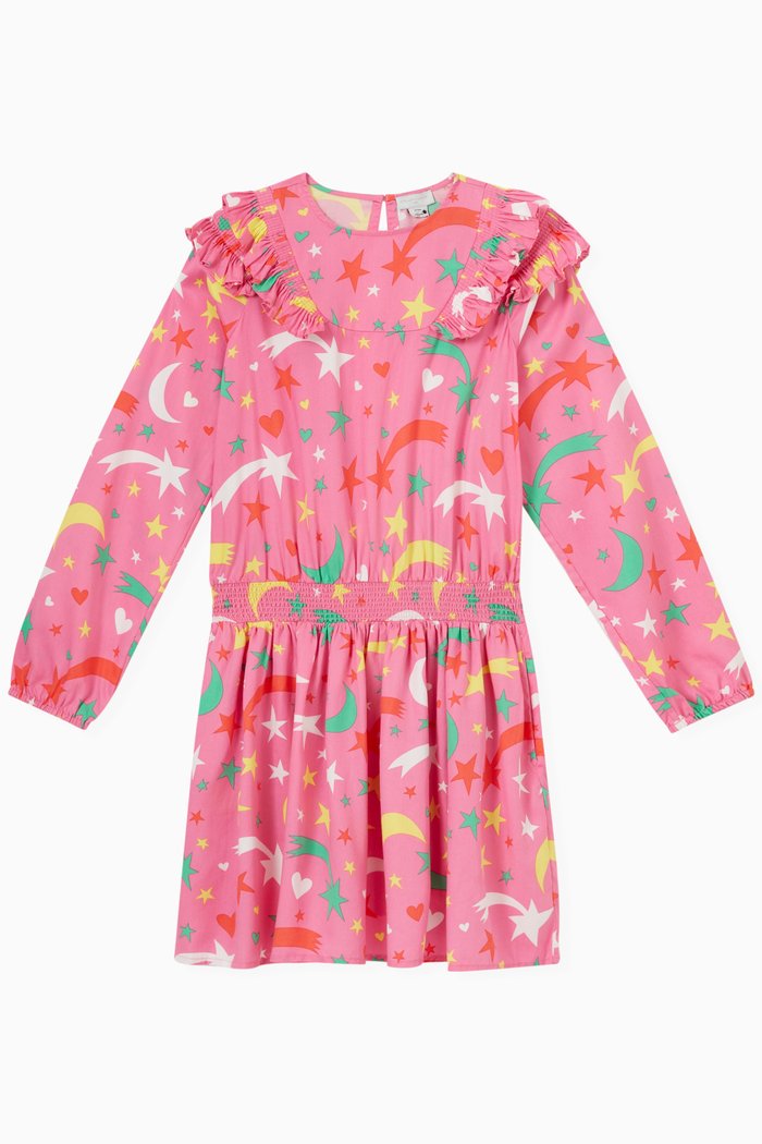 Shooting Stars Ruffled Dress in Lyocell, Pink