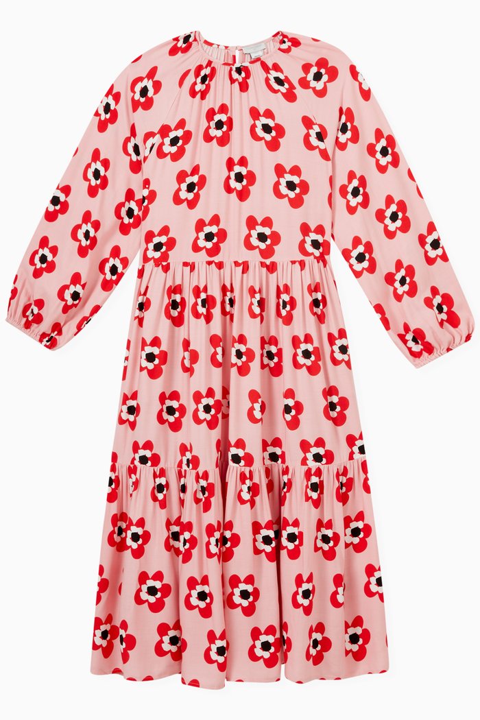 

Floral Dress in Viscose, Pink