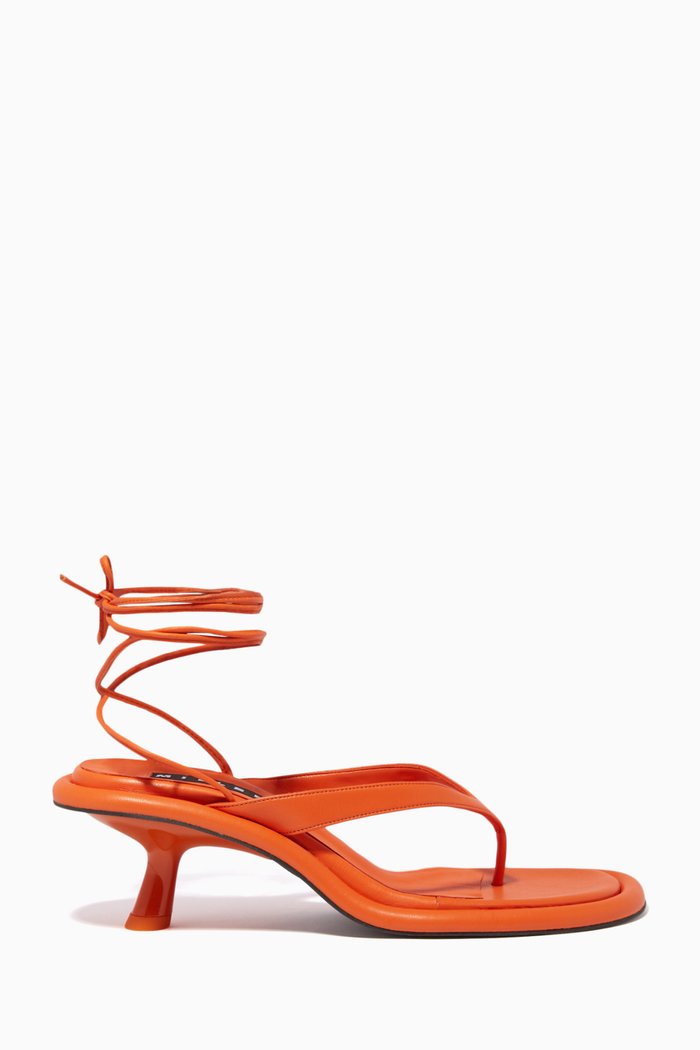 

Wrap Beep Lace-Up Sandals in Vegan Leather, Orange