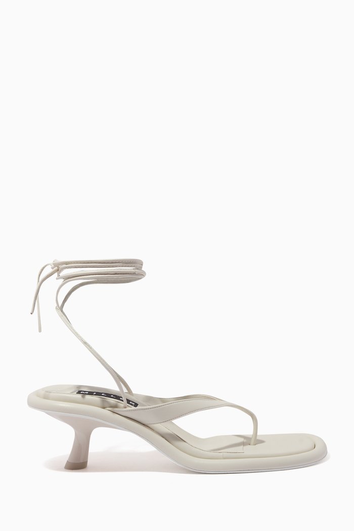 

Wrap Beep Lace-Up Sandals in Vegan Leather, White