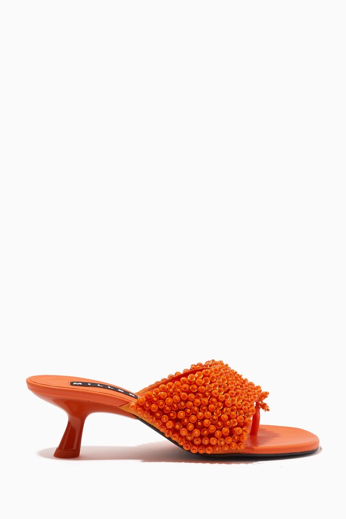

Bil Mules Heel Sandals in Vegan Leather, Orange