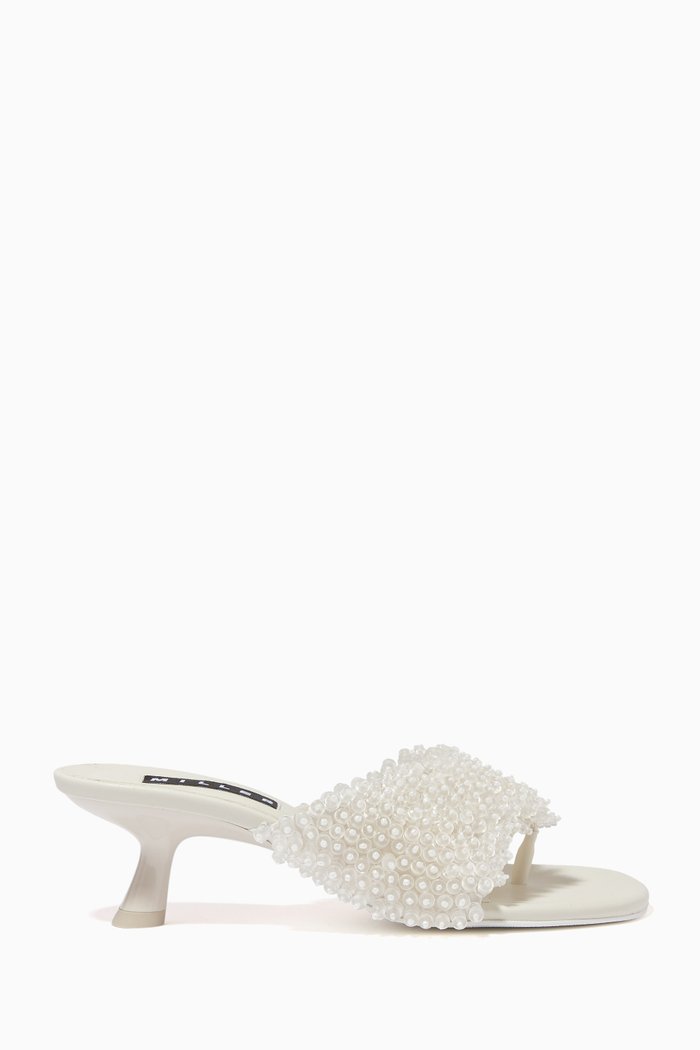 

Bil Mules Heel Sandals in Vegan Leather, White