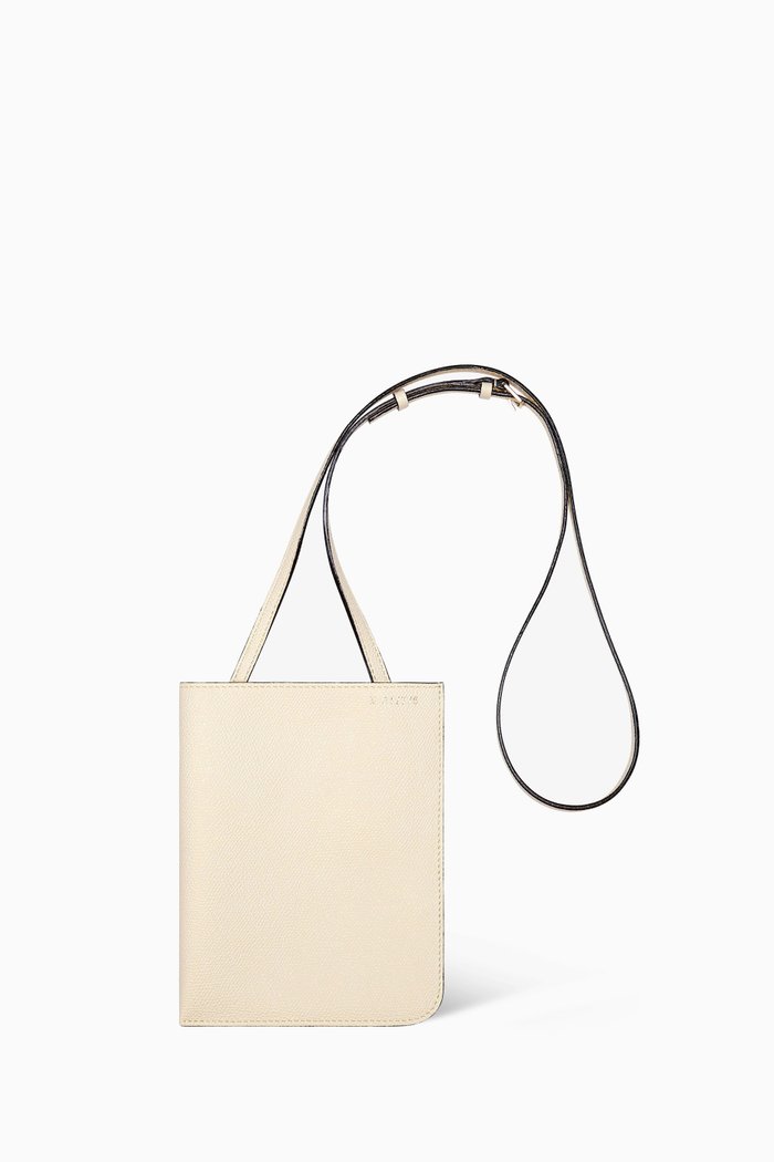 

Crossbody Soft Document Holder in Millepunte Leather, White