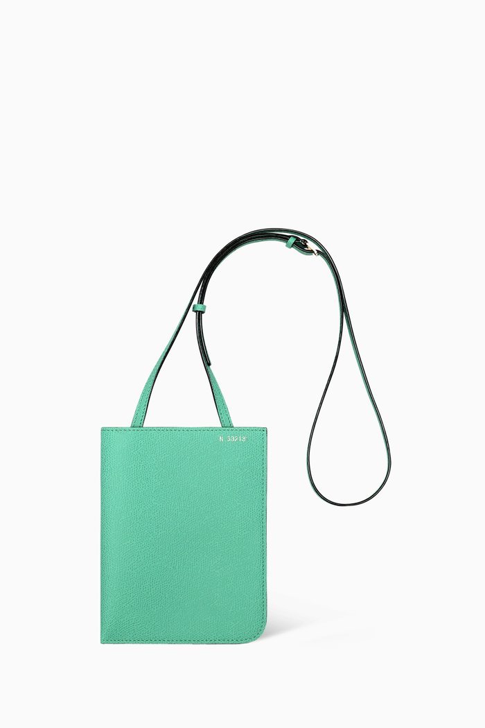 

Crossbody Soft Document Holder in Millepunte Leather, Blue