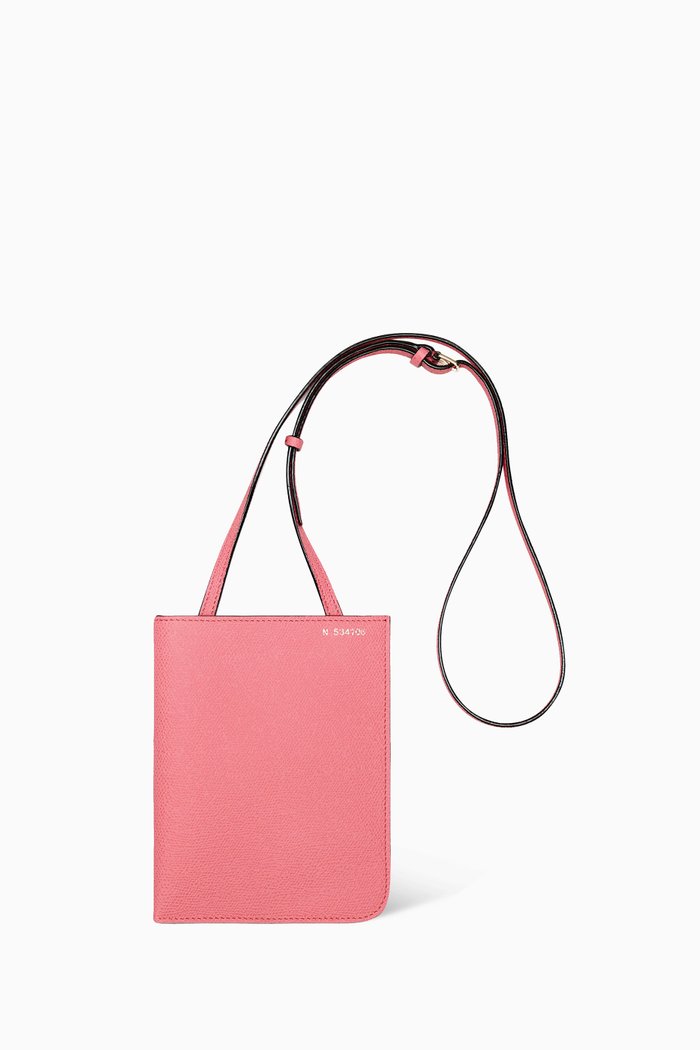 

Crossbody Soft Document Holder in Millepunte Leather, Pink