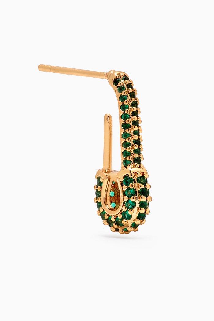 

Pin Up Single Earring in 18kt Gold-plated Brass, Green