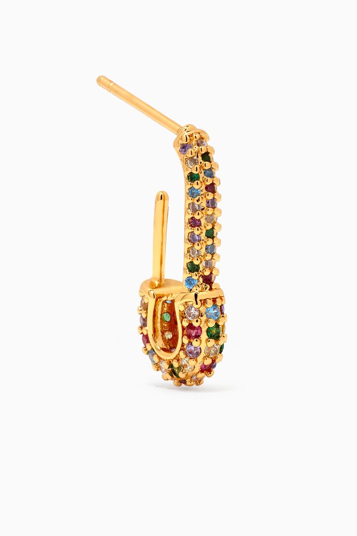 

Pin Up Single Earring in 18kt Gold-plated Brass, Multicolour