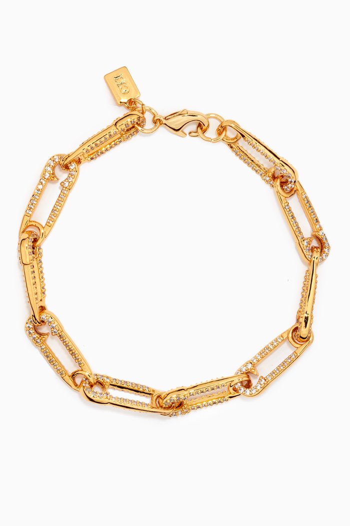 

Locked Pin Chain Bracelet in 18kt Gold-plated Brass