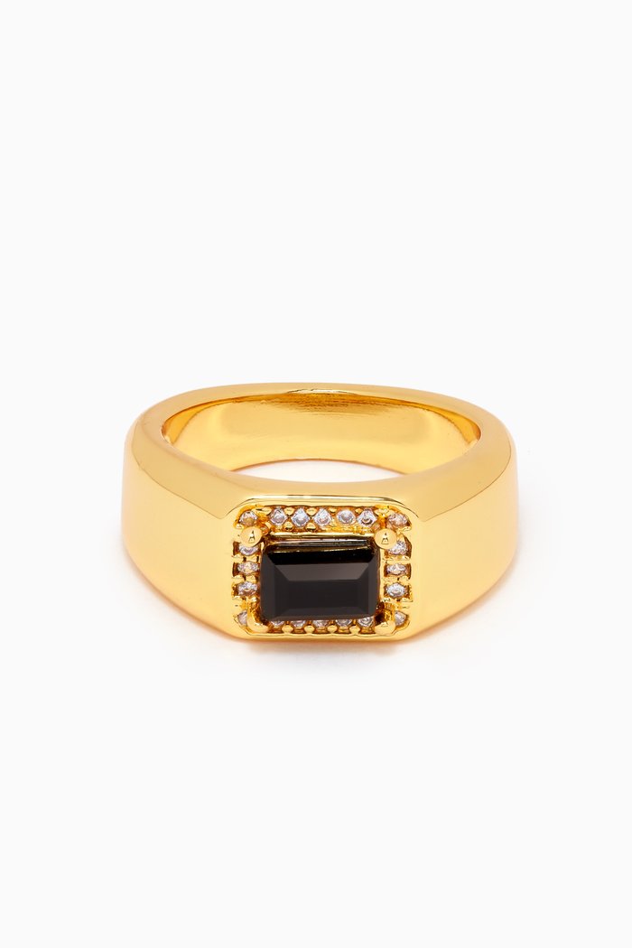 

Lady Boss Pinky Ring in 18kt Gold-plated Brass, Black