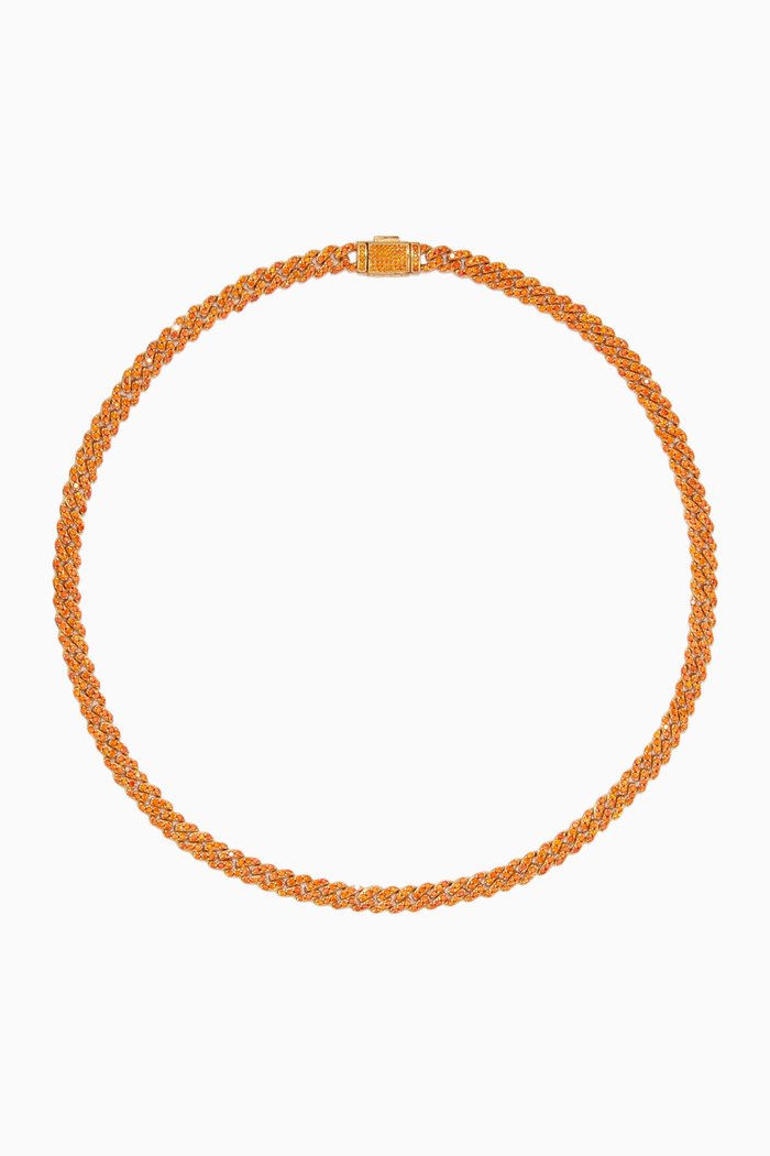 

Micro Mexican Chain Necklace in 18kt Gold-plated Brass, Orange
