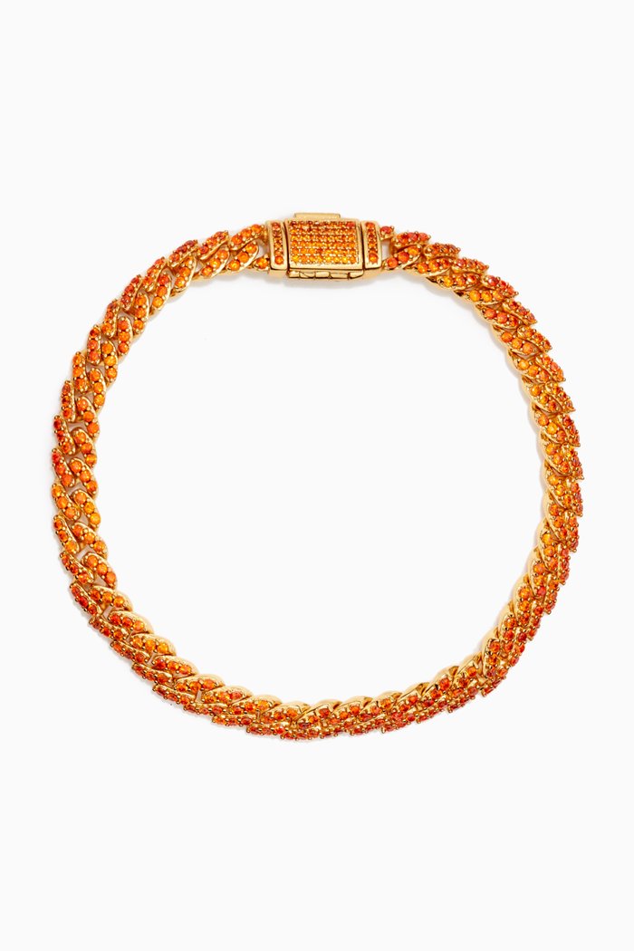 

Micro Mexican Chain Bracelet in 18kt Gold-plated Brass, Orange