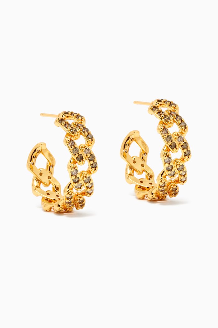

Mexican Chain Hoops in 18kt Gold-plated Brass, Green