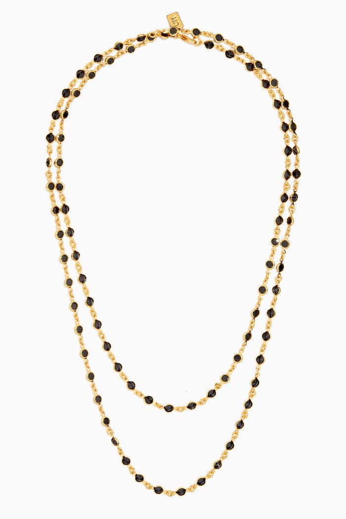 

Date Chain Necklace in 18kt Gold Plating, Black