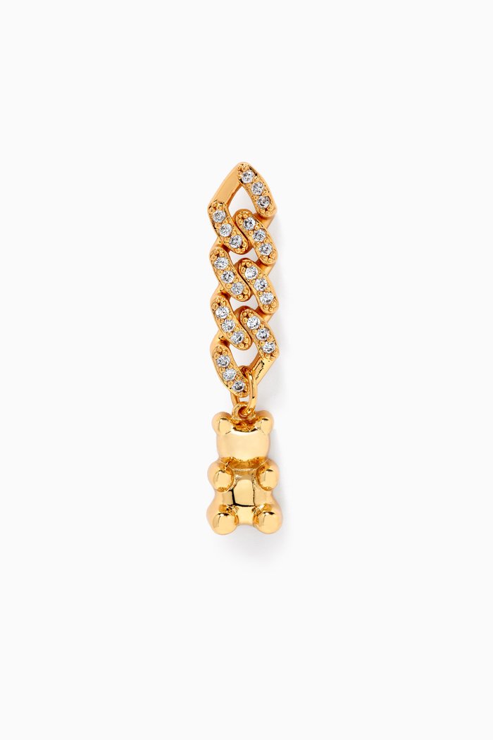 

Nostalgia Bear Drop Single Earring in 18kt Gold-plated Brass & Resin
