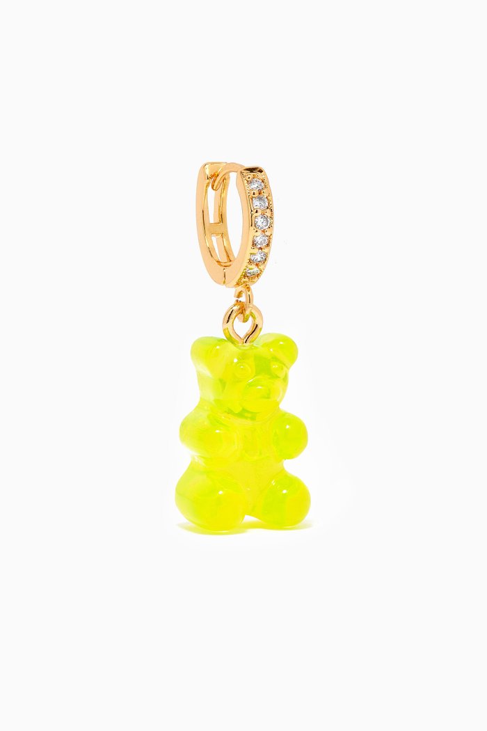 

Nostalgia Bear Single Earring in 18kt Gold Plating & Resin, Green
