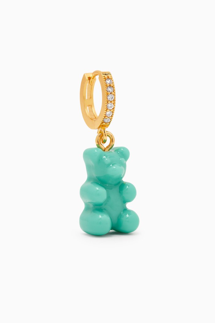 

Nostalgia Bear Single Earring in 18kt Gold Plating & Resin, Blue