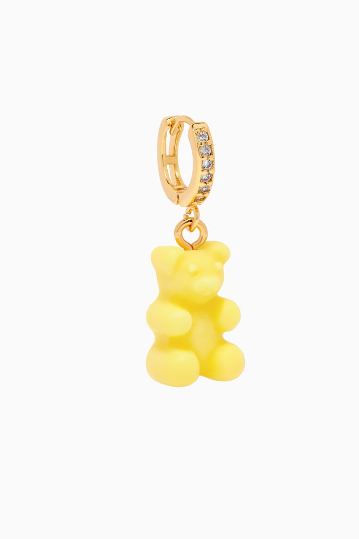 

Nostalgia Bear Single Earring in 18kt Gold-plated Brass & Resin, Yellow