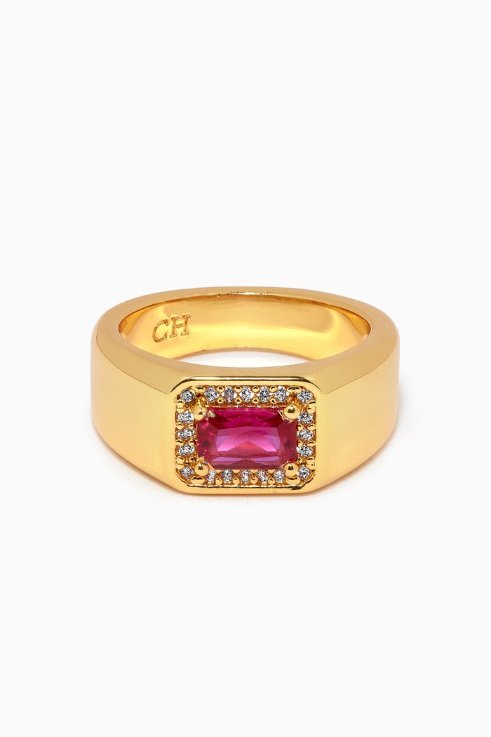 

Lady Boss Pinky Ring in 18kt Gold-plated Brass, Pink