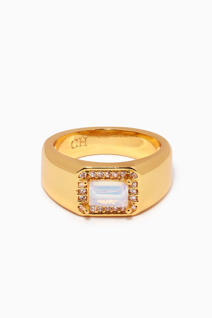 Lady Boss Pinky Ring in 18kt Gold-plated Brass, Pink