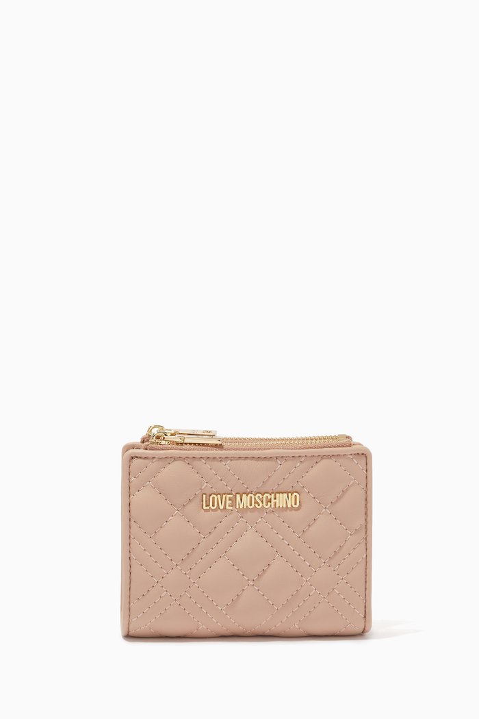 

Logo Bi-fold Wallet in Quilted Leather, Neutral