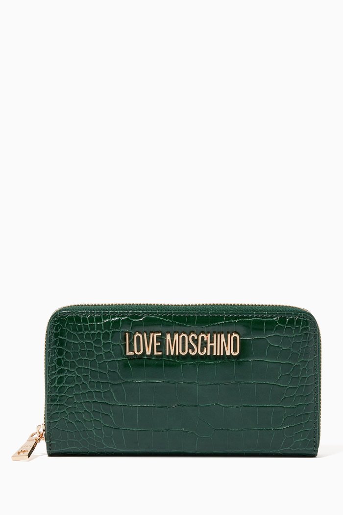 

Love Lock Wallet in Croc-embossed Faux Leather, Green