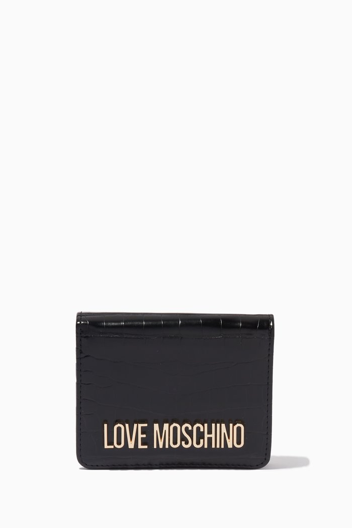 

Love Lock Wallet in Croc-embossed Leather, Black